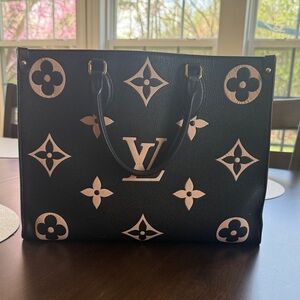 Louis Vuitton Black and Tan Monogram Tote